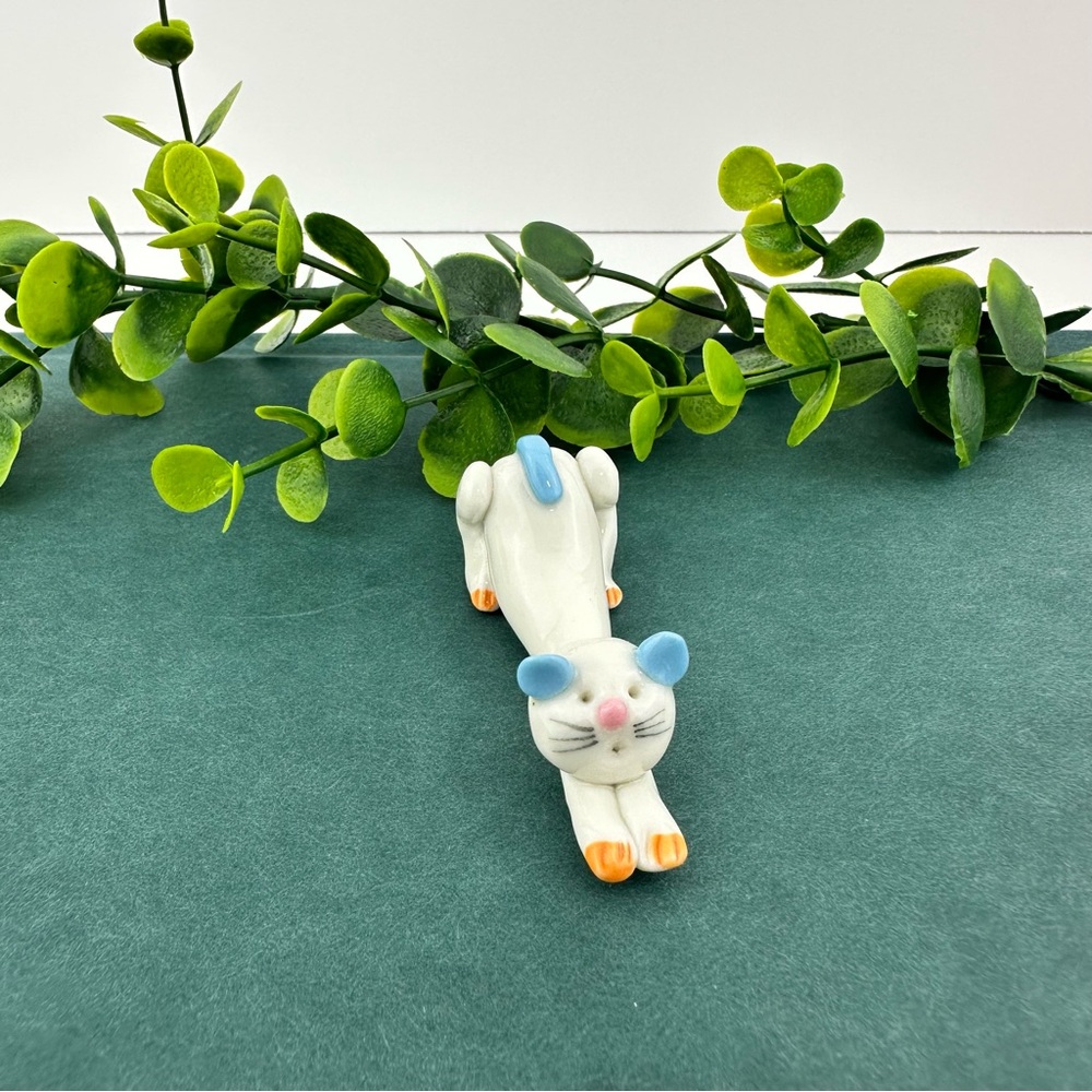 Vintage Mini Cat Figurine Stretching Laying Down